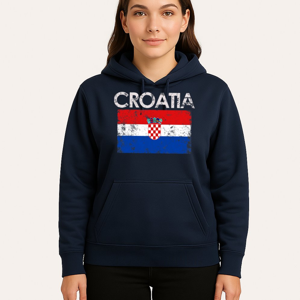 Vintage Croatia Croatian Flag Pride Gift Hoodie