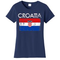 Vintage Croatia Croatian Flag Pride Gift Women's T-Shirt