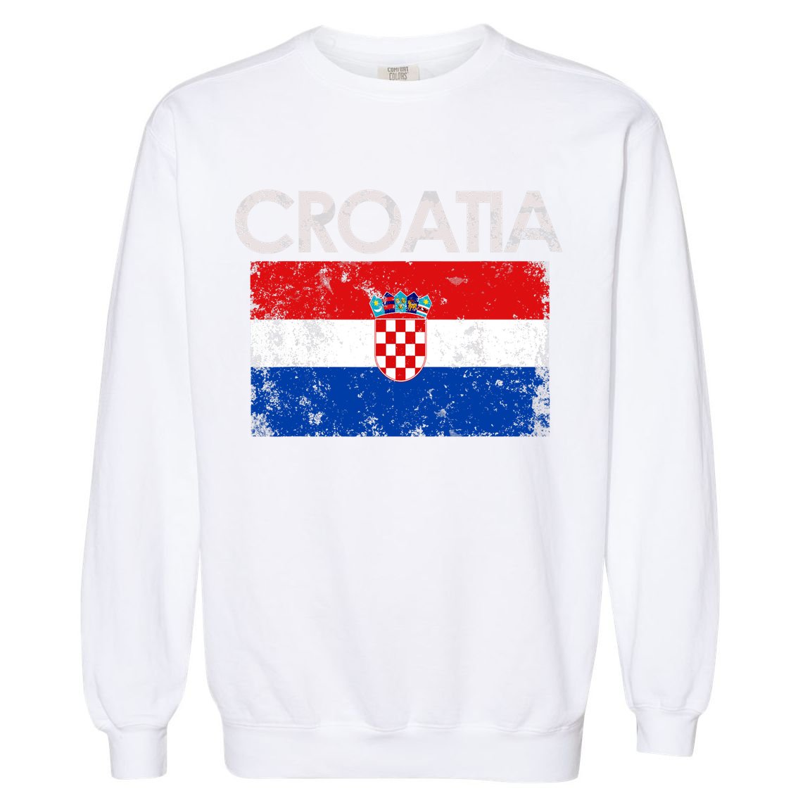 Vintage Croatia Croatian Flag Pride Gift Garment-Dyed Sweatshirt