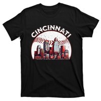 Vintage Cincinnati Cityscape Baseball Lover T-Shirt