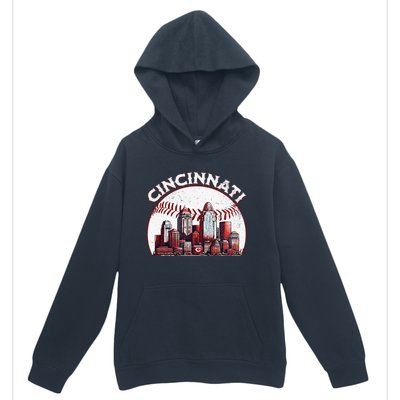 Vintage Cincinnati Cityscape Baseball Lover Urban Pullover Hoodie