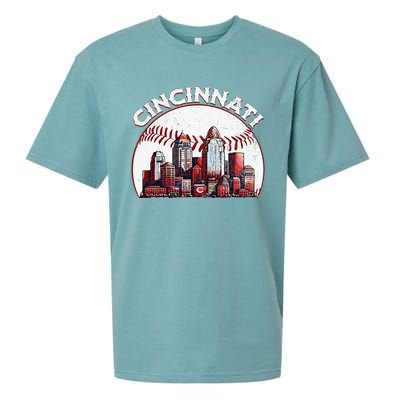 Vintage Cincinnati Cityscape Baseball Lover Sueded Cloud Jersey T-Shirt