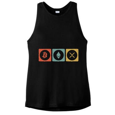 Vintage Crypto Cryptocurrency Crypto Ethereum Xrp Bitcoin Ladies PosiCharge Tri-Blend Wicking Tank
