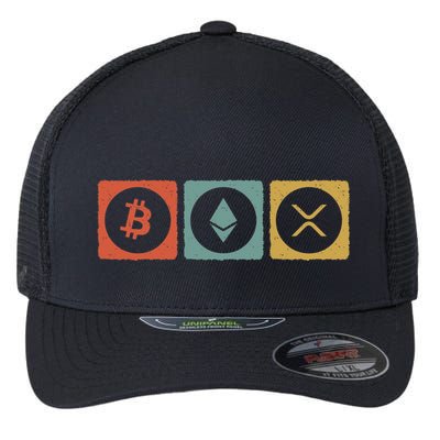 Vintage Crypto Cryptocurrency Crypto Ethereum Xrp Bitcoin Flexfit Unipanel Trucker Cap