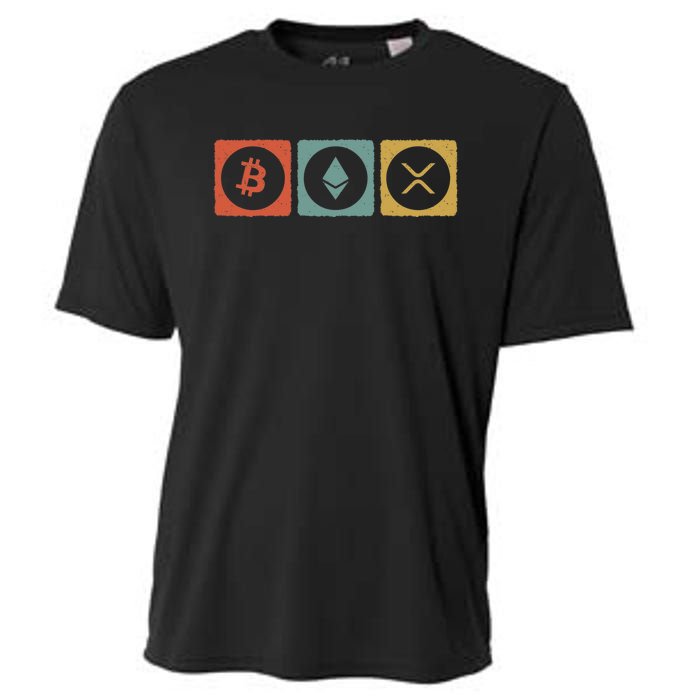 Vintage Crypto Cryptocurrency Crypto Ethereum Xrp Bitcoin Cooling Performance Crew T-Shirt