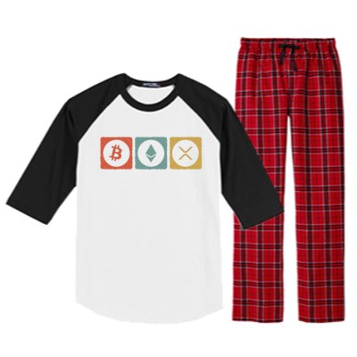 Vintage Crypto Cryptocurrency Crypto Ethereum Xrp Bitcoin Raglan Sleeve Pajama Set