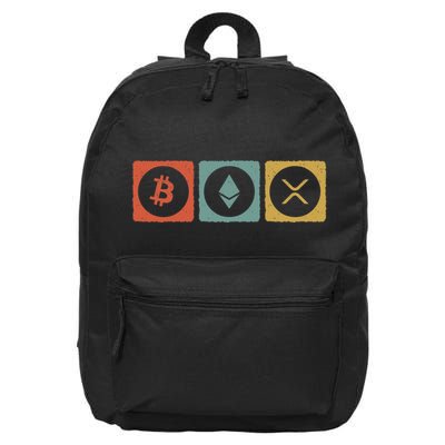 Vintage Crypto Cryptocurrency Crypto Ethereum Xrp Bitcoin 16 in Basic Backpack