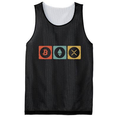 Vintage Crypto Cryptocurrency Crypto Ethereum Xrp Bitcoin Mesh Reversible Basketball Jersey Tank