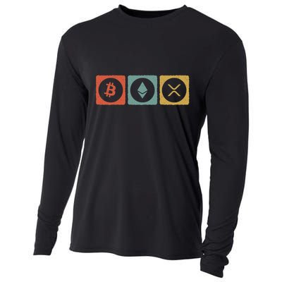 Vintage Crypto Cryptocurrency Crypto Ethereum Xrp Bitcoin Cooling Performance Long Sleeve Crew