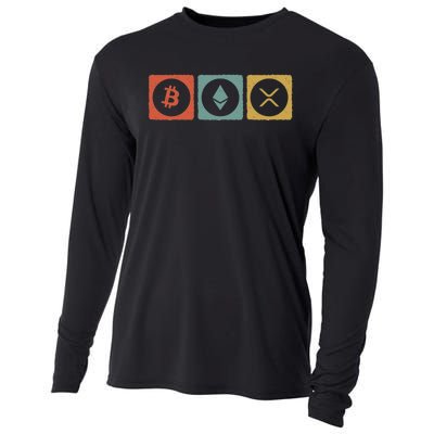 Vintage Crypto Cryptocurrency Crypto Ethereum Xrp Bitcoin Cooling Performance Long Sleeve Crew