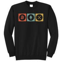 Vintage Crypto Cryptocurrency Crypto Ethereum Xrp Bitcoin Tall Sweatshirt