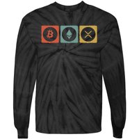 Vintage Crypto Cryptocurrency Crypto Ethereum Xrp Bitcoin Tie-Dye Long Sleeve Shirt