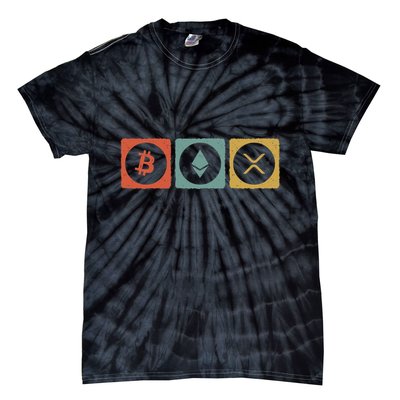 Vintage Crypto Cryptocurrency Crypto Ethereum Xrp Bitcoin Tie-Dye T-Shirt