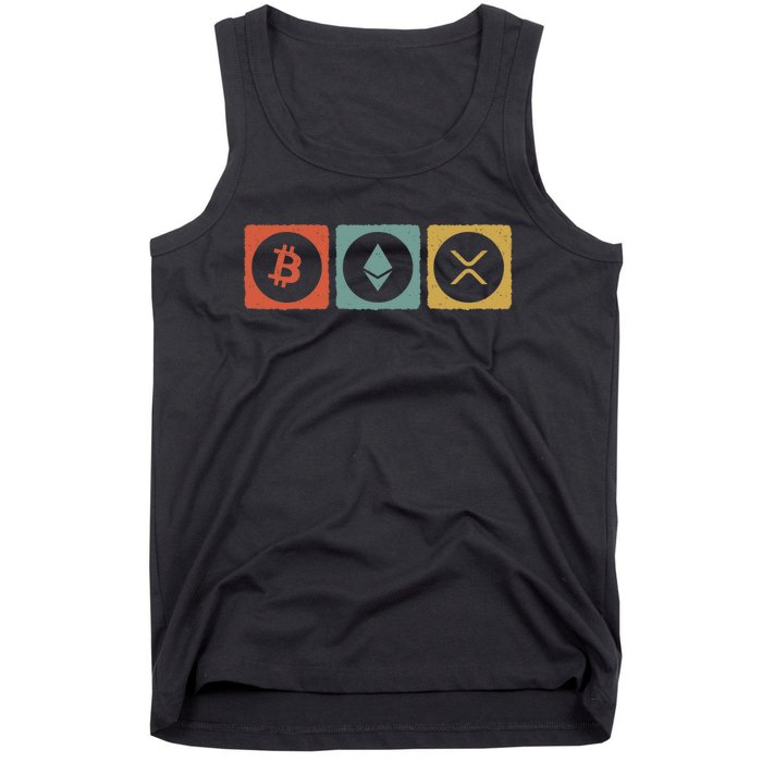 Vintage Crypto Cryptocurrency Crypto Ethereum Xrp Bitcoin Tank Top