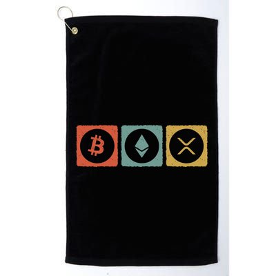 Vintage Crypto Cryptocurrency Crypto Ethereum Xrp Bitcoin Golf Towel