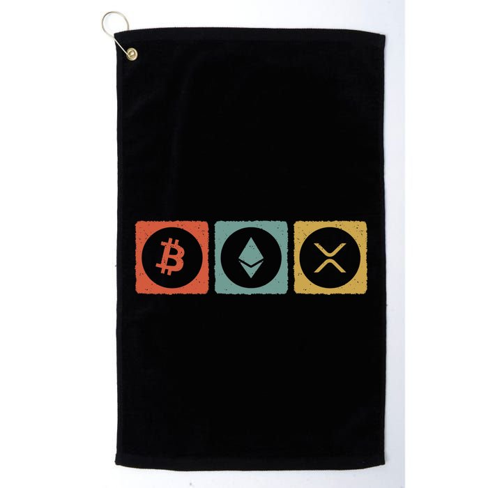 Vintage Crypto Cryptocurrency Crypto Ethereum Xrp Bitcoin Golf Towel