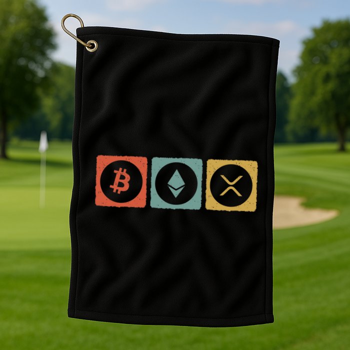 Vintage Crypto Cryptocurrency Crypto Ethereum Xrp Bitcoin Golf Towel