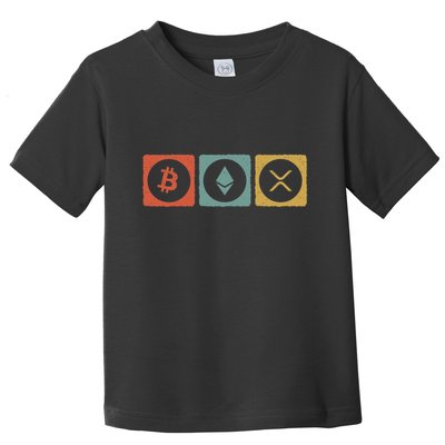 Vintage Crypto Cryptocurrency Crypto Ethereum Xrp Bitcoin Toddler T-Shirt