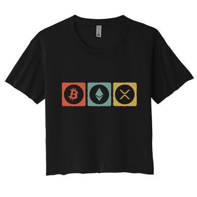 Vintage Crypto Cryptocurrency Crypto Ethereum Xrp Bitcoin Crop Top