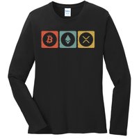 Vintage Crypto Cryptocurrency Crypto Ethereum Xrp Bitcoin Ladies Long Sleeve Shirt