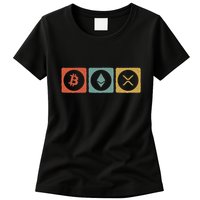 Vintage Crypto Cryptocurrency Crypto Ethereum Xrp Bitcoin Womens T-Shirt