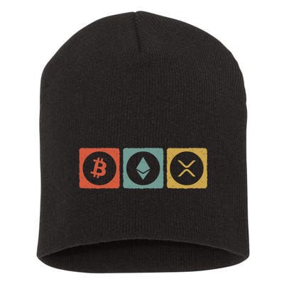 Vintage Crypto Cryptocurrency Crypto Ethereum Xrp Bitcoin Short Acrylic Beanie