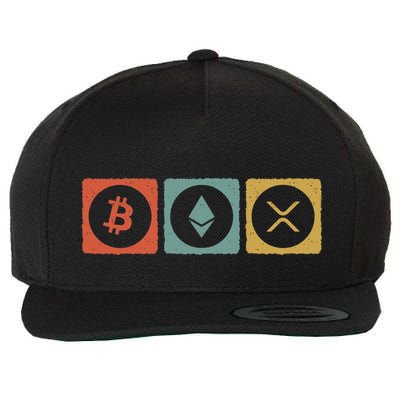 Vintage Crypto Cryptocurrency Crypto Ethereum Xrp Bitcoin Wool Snapback Cap