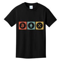 Vintage Crypto Cryptocurrency Crypto Ethereum Xrp Bitcoin Kids T-Shirt