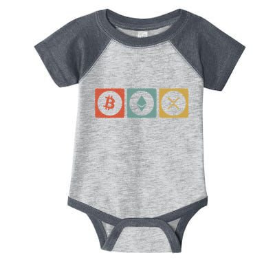 Vintage Crypto Cryptocurrency Crypto Ethereum Xrp Bitcoin Infant Baby Jersey Bodysuit