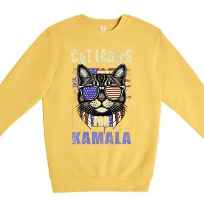 Vintage Childless Cat Ladies For Kamala Harris 2024 Election Premium Crewneck Sweatshirt