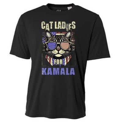 Vintage Childless Cat Ladies For Kamala Harris 2024 Election Cooling Performance Crew T-Shirt