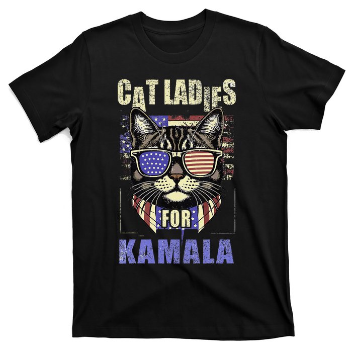 Vintage Childless Cat Ladies For Kamala Harris 2024 Election T-Shirt