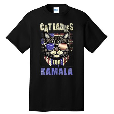 Vintage Childless Cat Ladies For Kamala Harris 2024 Election Tall T-Shirt