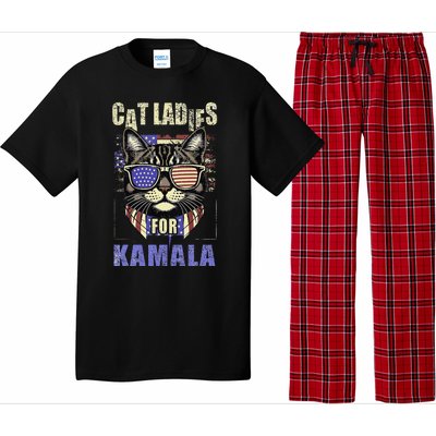 Vintage Childless Cat Ladies For Kamala Harris 2024 Election Pajama Set