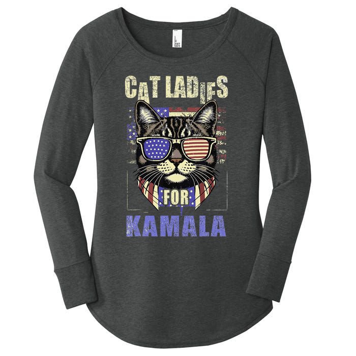 Vintage Childless Cat Ladies For Kamala Harris 2024 Election Women's Perfect Tri Tunic Long Sleeve Shirt