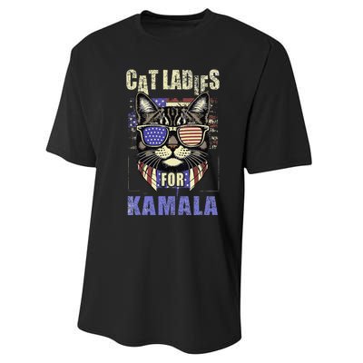 Vintage Childless Cat Ladies For Kamala Harris 2024 Election Performance Sprint T-Shirt