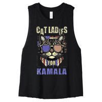 Vintage Childless Cat Ladies For Kamala Harris 2024 Election Women's Racerback Cropped Tank