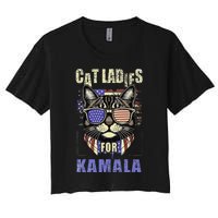 Vintage Childless Cat Ladies For Kamala Harris 2024 Election Women's Crop Top Tee