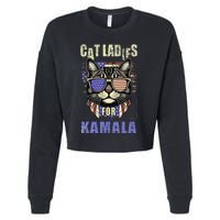 Vintage Childless Cat Ladies For Kamala Harris 2024 Election Cropped Pullover Crew