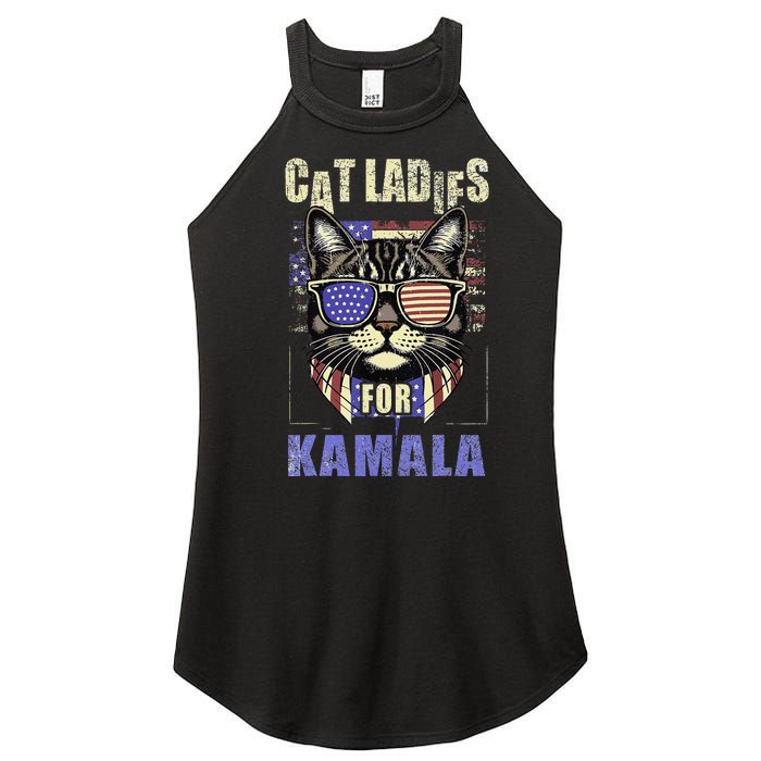 Vintage Childless Cat Ladies For Kamala Harris 2024 Election Women's Perfect Tri Rocker Tank