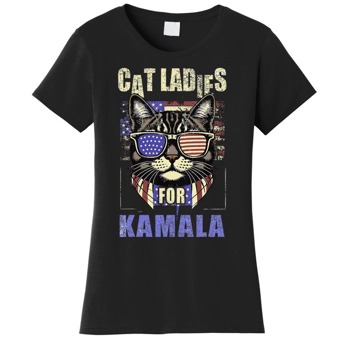 Vintage Childless Cat Ladies For Kamala Harris 2024 Election Women's T-Shirt