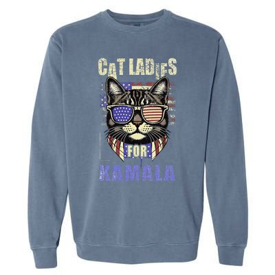 Vintage Childless Cat Ladies For Kamala Harris 2024 Election Garment-Dyed Sweatshirt