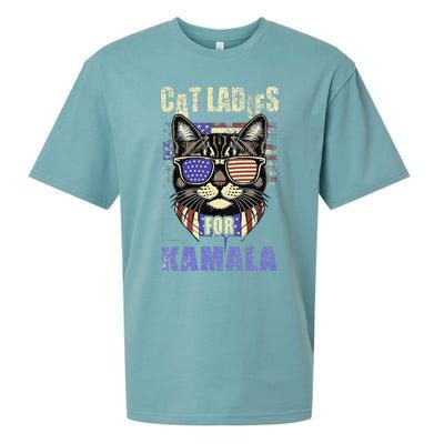 Vintage Childless Cat Ladies For Kamala Harris 2024 Election Sueded Cloud Jersey T-Shirt