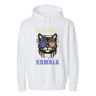 Vintage Childless Cat Ladies For Kamala Harris 2024 Election Garment-Dyed Fleece Hoodie