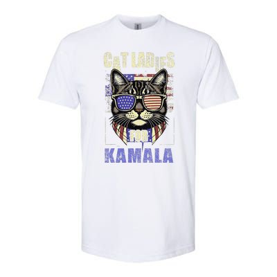 Vintage Childless Cat Ladies For Kamala Harris 2024 Election Softstyle CVC T-Shirt