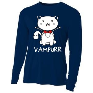 Vampurr Cute Cartoon Vampire Cat Cooling Performance Long Sleeve Crew