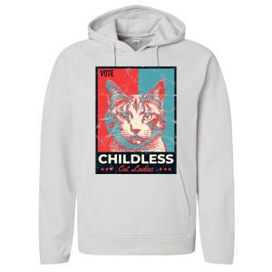 Vote Childless Cat Lady Performance Fleece Hoodie