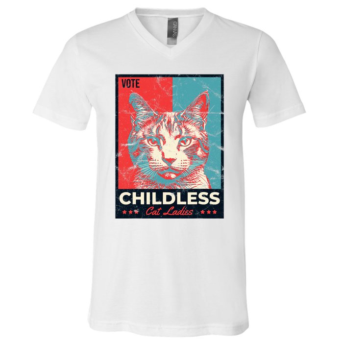 Vote Childless Cat Lady V-Neck T-Shirt