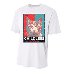 Vote Childless Cat Lady Performance Sprint T-Shirt