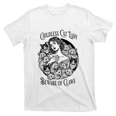 Vintage Childless Cat Lady Beware Of Claws Girl Madam Kamala T-Shirt